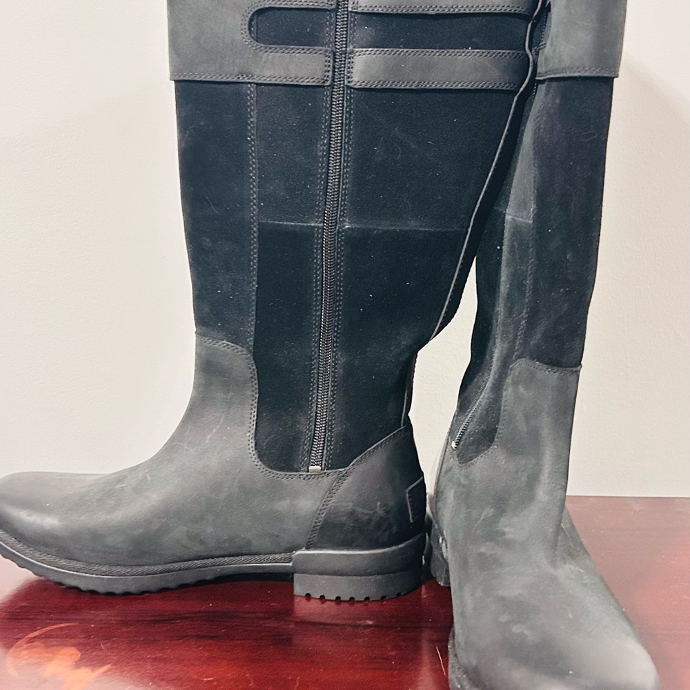 UGG Zarina Waterproof Leather and Suede Knee-High Black Riding Boots NEW - Picture 7 of 7